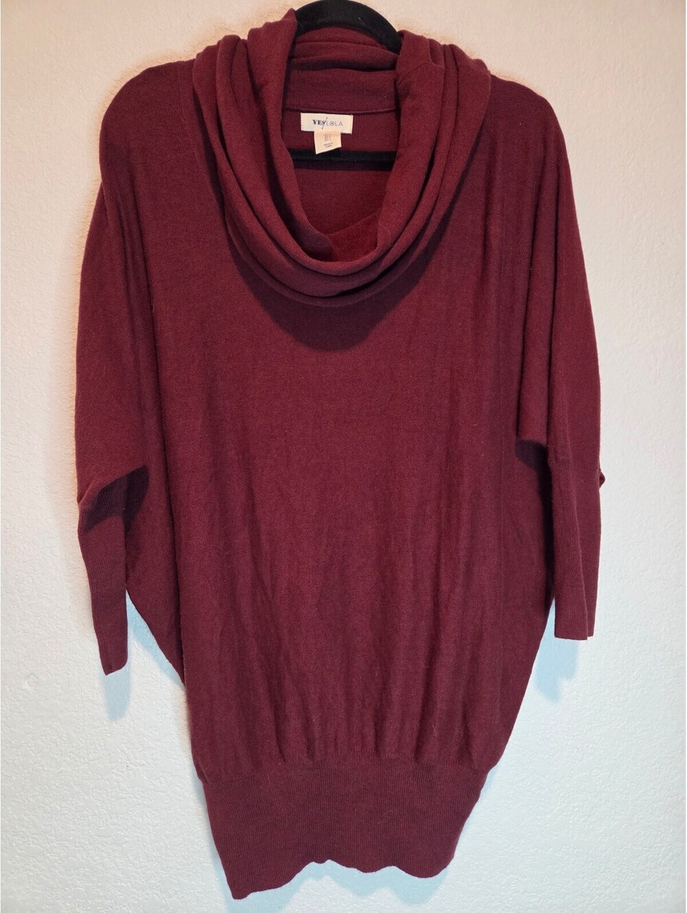 Yes Lola Burgundy Cowl Neck Sweater Size L